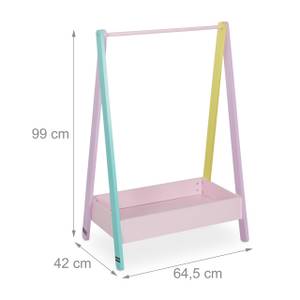 Penderie avec rangement pour les enfants Rose foncé - Turquoise - Jaune - Bois manufacturé - 65 x 99 x 42 cm