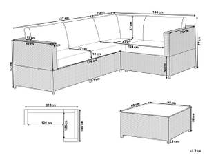 Set de salon AVOLA Gris - Polyrotin - 212 x 77 x 144 cm