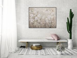Acrylbild handgemalt Feld der Wünsche Weiß - Massivholz - Textil - 100 x 75 x 4 cm