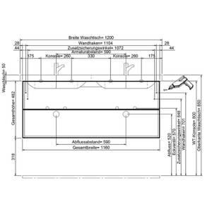 Doppelwaschplatz Set in hellgrau mit SpS Grau - Holzwerkstoff - 120 x 200 x 45 cm