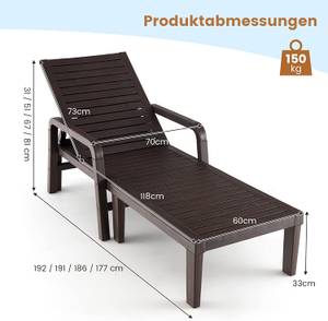 Sonnenliege, wetterfester Liegestuhl Braun - Kunststoff - 60 x 81 x 177 cm