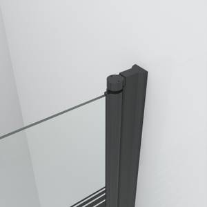 2 Teilig Badewannenaufsatz Duschwand Schwarz - Glas - 120 x 140 x 0 cm