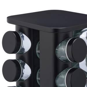 Gewürzkarussell mit 16 Gewürzgläsern Schwarz - Glas - Metall - Kunststoff - 20 x 28 x 20 cm
