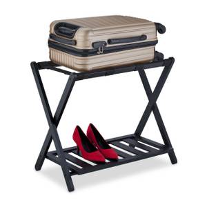 Support repose-valise en bambou noir Noir - Bambou - Textile - 68 x 59 x 40 cm