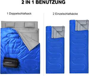 2in1 Doppelschlafsack Blau - Textil - 150 x 1 x 220 cm