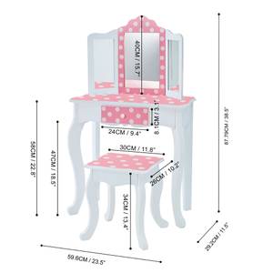 Gisele KinderSchminktisch mit Hocker Pink - Weiß - Holzwerkstoff - Massivholz - 30 x 100 x 60 cm