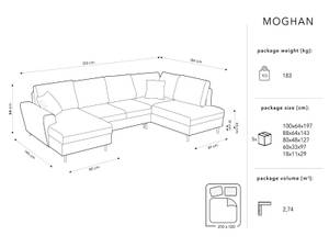 U-Form-Schlafsofa + Box MOGHAN Hellblau