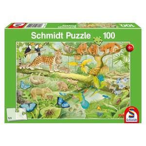 Puzzle  Tiere im Dschungel 100 Teile Papier - 20 x 4 x 28 cm