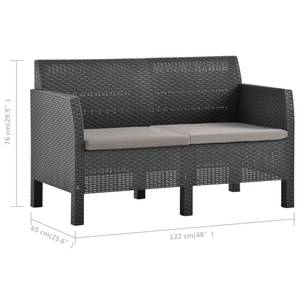 Gartensofa Grau - Kunststoff - Polyrattan - 65 x 76 x 122 cm