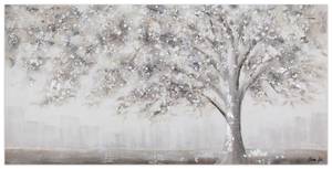 Tableau peint à la main Way back home Gris - Blanc - Bois massif - Textile - 140 x 70 x 4 cm
