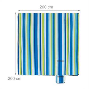 XXL Picknickdecke gestreift Blau - Grün - Weiß - Metall - Textil - 200 x 1 x 200 cm