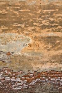 Fototapete alte toskanische Wand Orange - Naturfaser - Textil - 186 x 279 x 279 cm