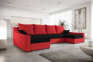 Ecksofa ONTARI-U Schwarz - Rot