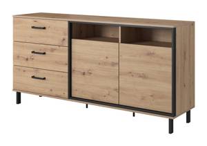 Kommode NEST 3S2D Beige - Schwarz - Holzwerkstoff - Kunststoff - 165 x 83 x 41 cm