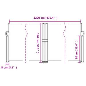 Seitenmarkise 3016426-1 Schwarz - 1200 x 140 cm