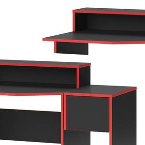 Bureau ordinateur Kron noir/rouge Set 7 Noir - Bois manufacturé - 60 x 87 x 60 cm