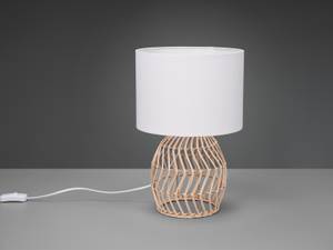 LED Tischlampe Rattan Stoff Boho Stil Beige - Weiß - Rattan - Textil - 25 x 38 x 25 cm