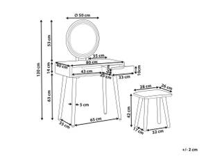 Schminktisch JOSSELIN 2-tlg Braun - Grau - Weiß - Holzwerkstoff - 80 x 130 x 40 cm