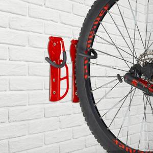 Fahrrad Wandhalterung 2er Set rot Schwarz - Rot - Metall - Kunststoff - 12 x 26 x 14 cm