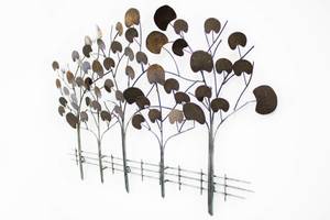 Sculpture murale Sérénade des arbres Marron - Métal - 113 x 76 x 5 cm