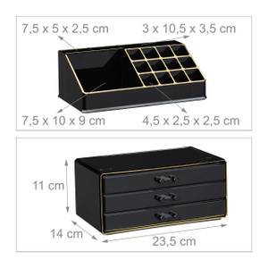 1 x Make Up Organizer schwarz-gold Schwarz - Gold - Kunststoff - 24 x 19 x 14 cm