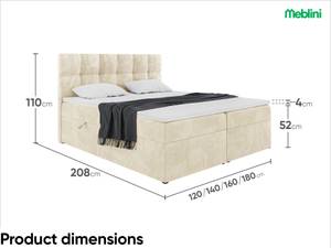 Boxspringbett Raco Beige - Breite: 180 cm - H4