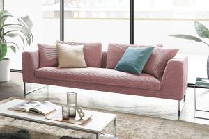 Sofa ARIAN Cord Metallkufe chrom Pink - Breite: 230 cm