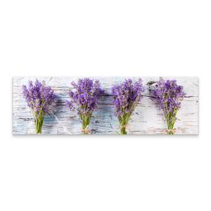 Tableau Sur Toile Lavande Fleurs Bois 3D Beige - Gris - Vert - Mauve - Blanc - Textile - 145 x 45 x 45 cm