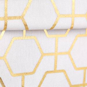 Tabouret en blanc-doré Doré - Blanc - Bois manufacturé - Matière plastique - Textile - 38 x 38 x 38 cm