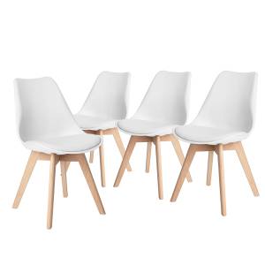 LOT DE 4 CHAISES salle à manger Blanc - Cuir synthétique - 55 x 83 x 48 cm