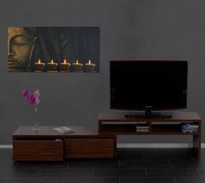 LED-Bild Buddha flackernd Holzart/Dekor - Holz teilmassiv - 110 x 55 x 2 cm