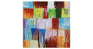 Tableau peint à la main Rainbow Vibes Bois massif - Textile - 60 x 60 x 4 cm