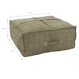 Pouf XXL 90x40x90 cm vert olive en lin Vert