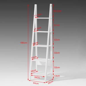 Leiterregal FRG101-W Weiß - Holzwerkstoff - 44 x 180 x 39 cm