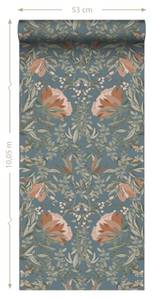 Tapete Blumenmuster im Jugendstil 7373 Multicolor - 53 x 1005 x 1005 cm