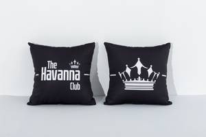 Kissenhülle The Havanna Club Schwarz - Weiß - Textil - 45 x 1 x 45 cm