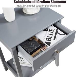 2 Ebenen Nachttisch mit Schublade Grau - Holzwerkstoff - 32 x 62 x 48 cm