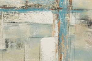 Tableau peint Libéré des contraintes Beige - Bleu - Bois massif - Textile - 60 x 60 x 4 cm