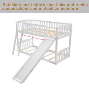 Etagenbett Kinderbett Jupitur Ⅲ Braun - Weiß - Holzwerkstoff - Metall - Massivholz - Holzart/Dekor - 96 x 133 x 208 cm