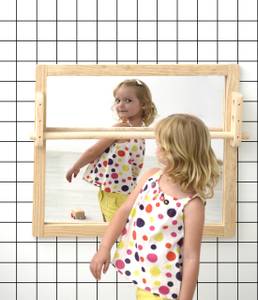 Montessori-Spiegel aus Kiefernholz Beige - Massivholz - 90 x 65 x 75 cm