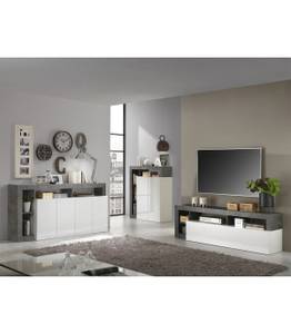 TV-Möbel 1 Klappe L184 cm - Frankfurt Schwarz - Weiß