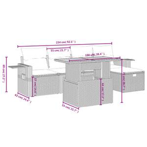 Gartensitzgruppe K4450(6-tlg) Schwarz - Massivholz - 69 x 62 x 55 cm