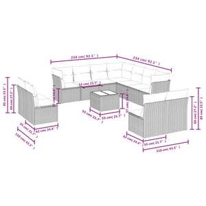 Gartensitzgruppe K3035(12-tlg) Schwarz - Massivholz - 69 x 62 x 55 cm