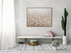 Acrylbild handgemalt Dandelion Beige - Massivholz - Textil - 100 x 75 x 4 cm