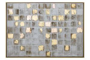 Gerahmtes Acrylbild Bright Memories Gold - Grau - Massivholz - Textil - 103 x 78 x 5 cm