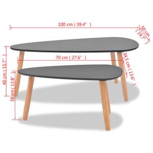 Table basse 299426 (lot de 2) Noir