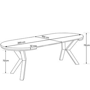 Esstisch ROSTEL Schwarz - Walnuss Dekor - Walnuss - Breite: 260 cm