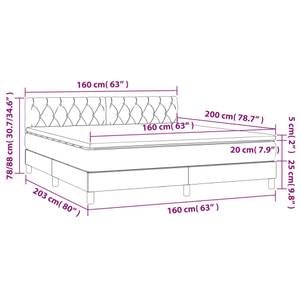 Boxspringbett 3017290-24 Hellgrau - Breite: 160 cm