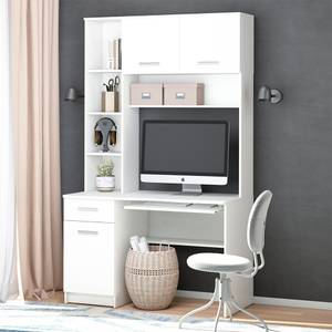 Bureau ordinateur Crossline blanc Blanc - Bois manufacturé - 120 x 201 x 59 cm