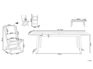 Set de salle à manger CESANA 240 x 90 x 100 cm - Nombre de pièces dans le lot : 9